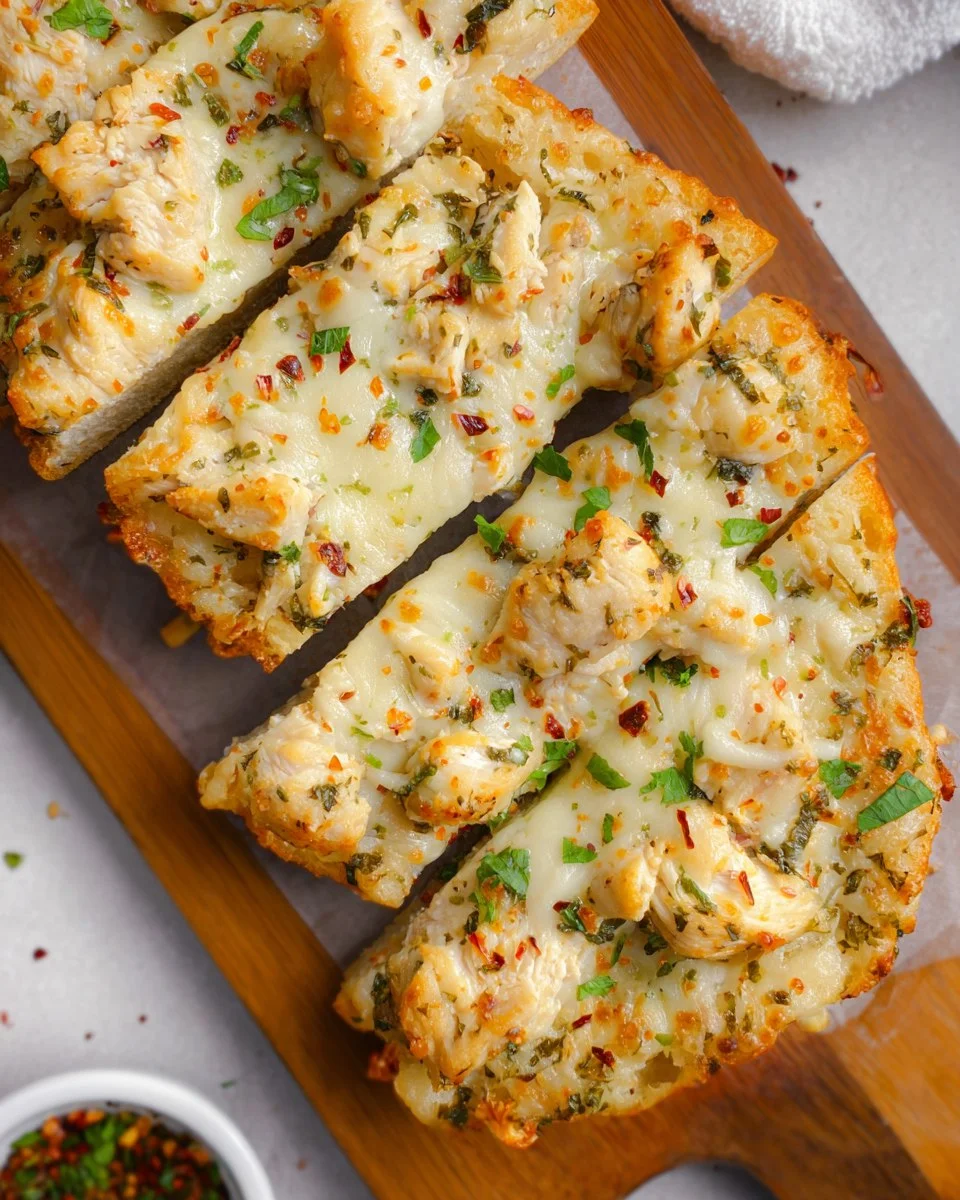 Chicken Alfredo Garlic Bread