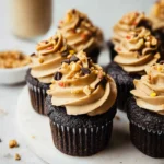 Best-Dark-Chocolate-Cupcakes-with-Creamy-Peanut-Butter-Frosting-Recipe