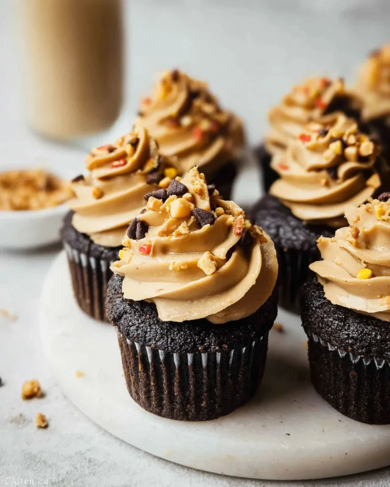 Best-Dark-Chocolate-Cupcakes-with-Creamy-Peanut-Butter-Frosting-Recipe
