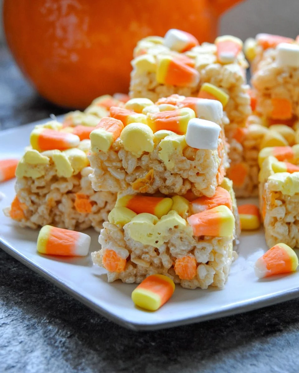Candy Corn Marshmallow Rice Krispie Treats