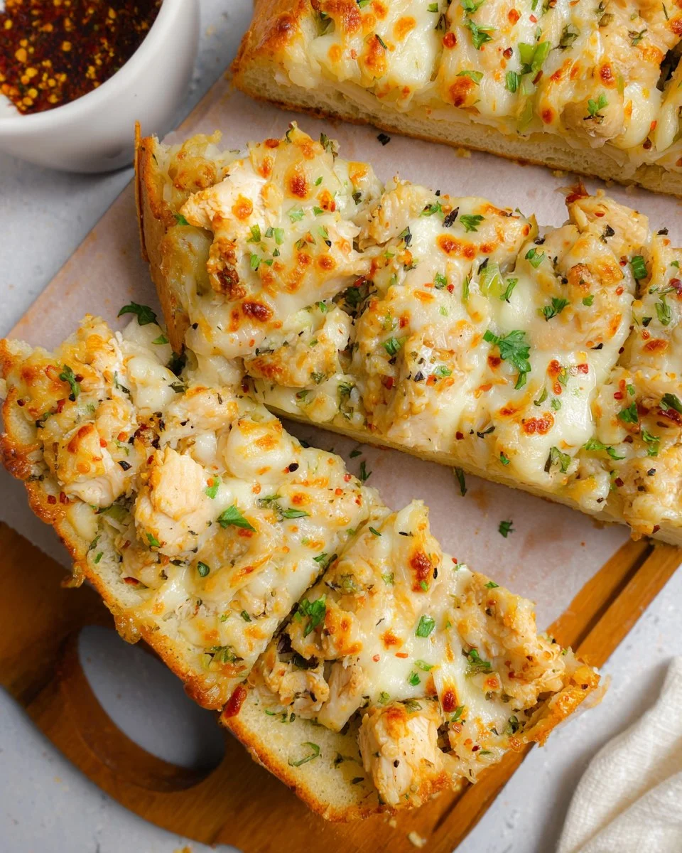 Chicken Alfredo Garlic Bread