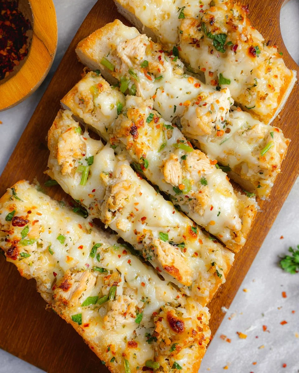 Chicken Alfredo Garlic Bread