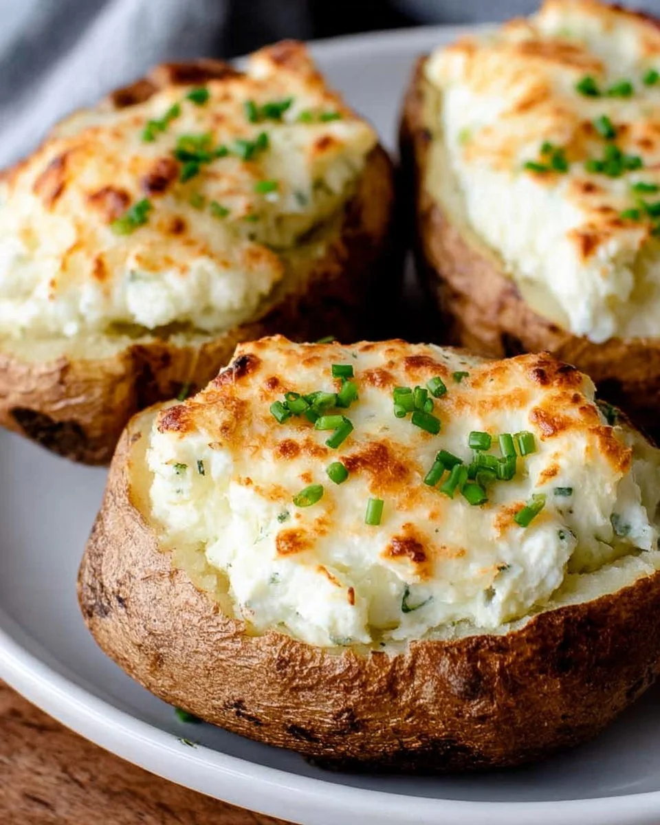 Sour Cream and Chive Twice Baked Potatoes