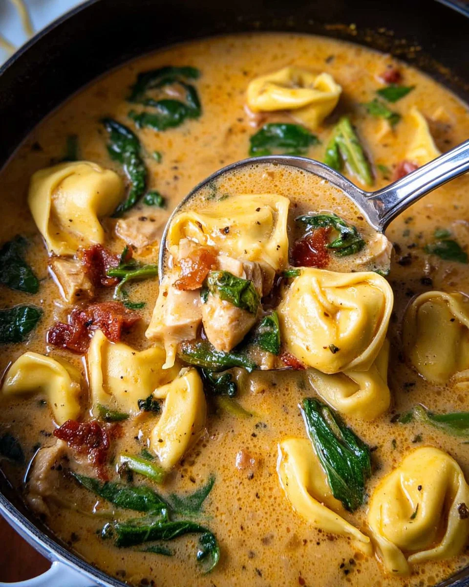 Tuscan Chicken Tortellini Soup