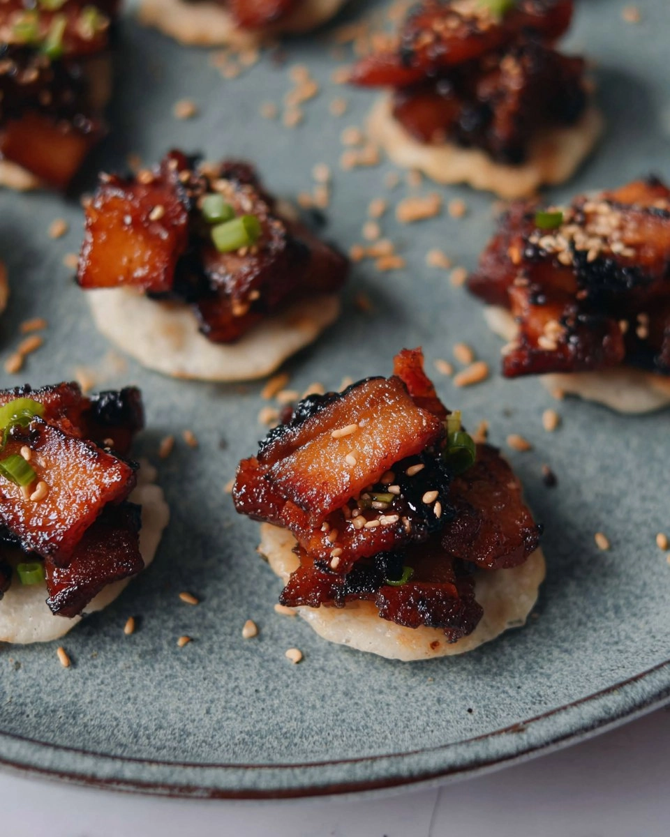 Caramelized Pork Belly Rice Crackers