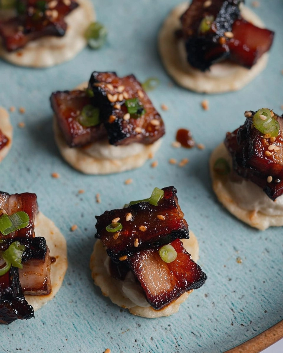 Caramelized Pork Belly Rice Crackers