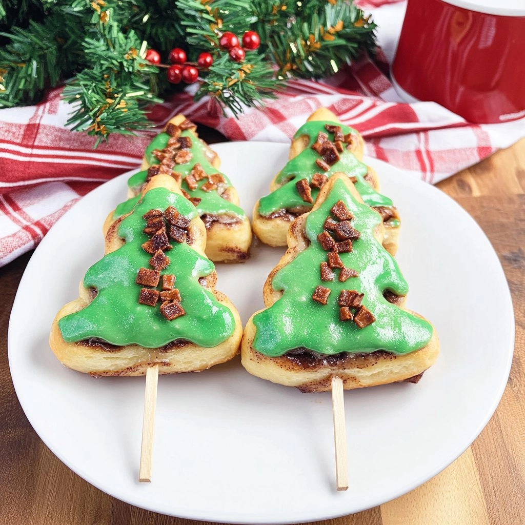 Christmas Tree Cinnamon Rolls on a Stick