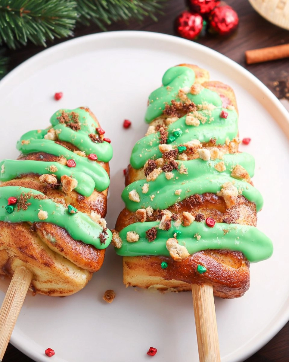 Christmas Tree Cinnamon Rolls on a Stick