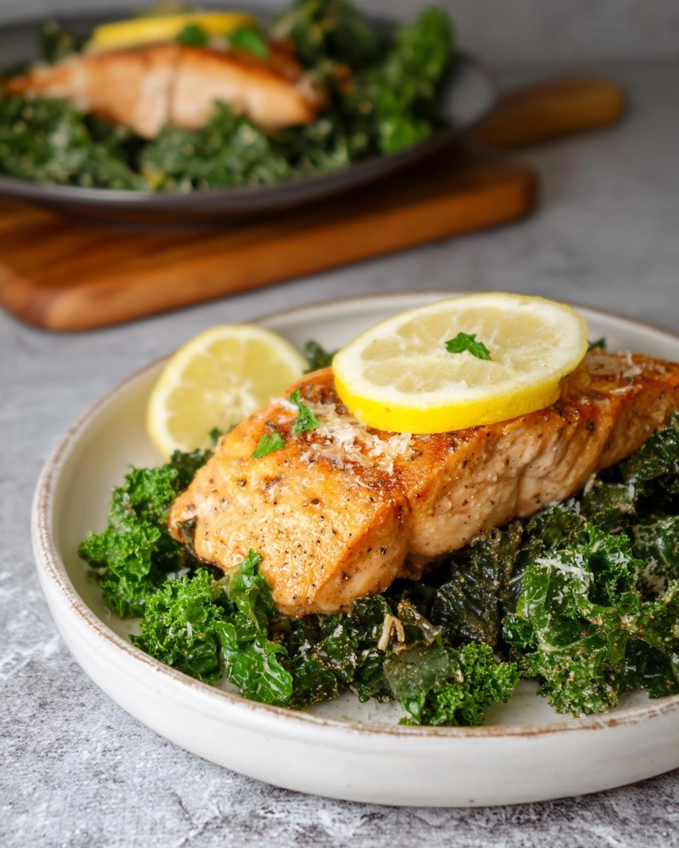 Lemon Brown Butter Salmon with Lemon Parmesan Kale Salad