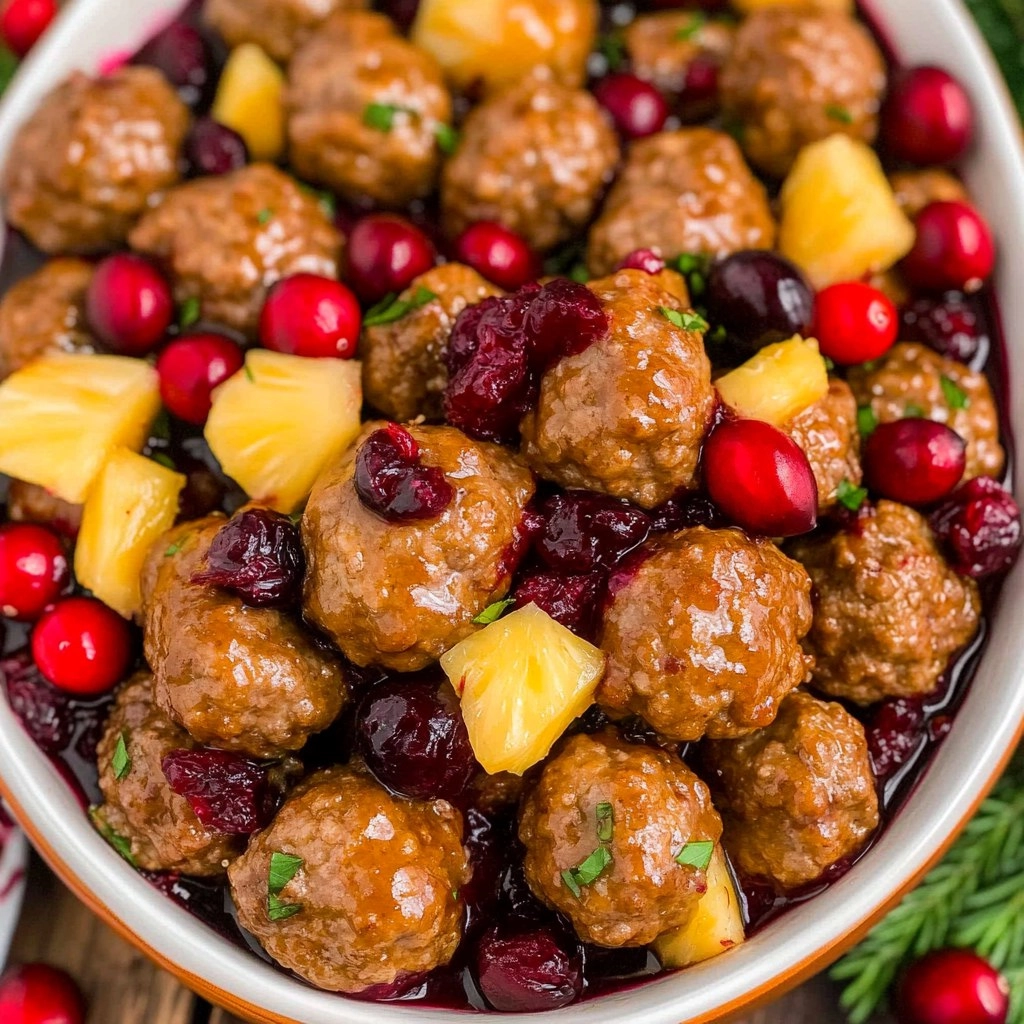 Slow Cooker Cranberry Pineapple Meatballs