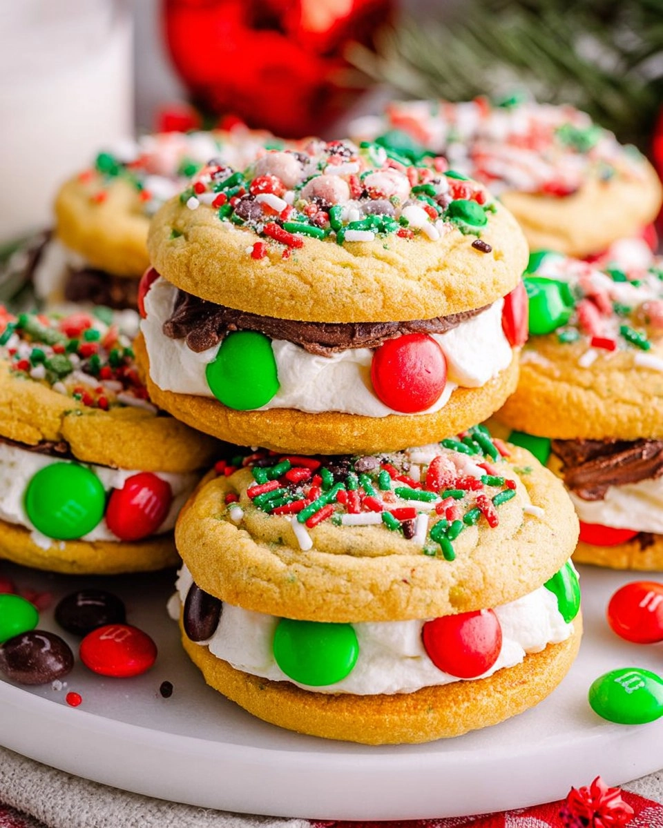Christmas M&M Sandwich Cookies