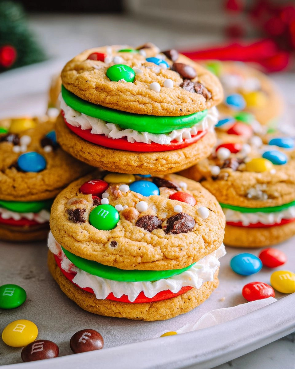 Christmas M&M Sandwich Cookies
