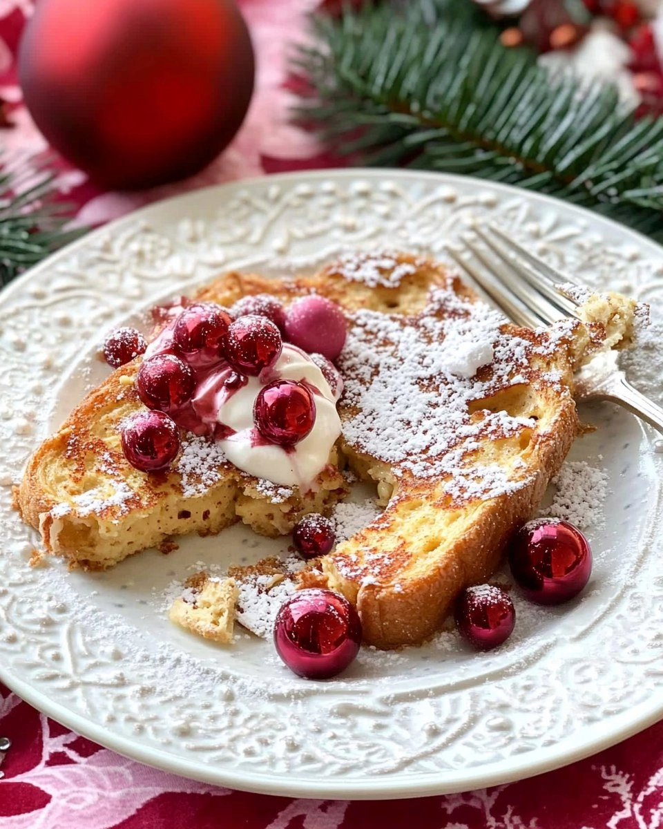 Eggnog French Toast with Cranberry Syrup