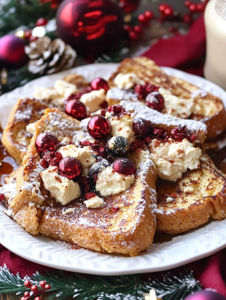 Eggnog French Toast with Cranberry Syrup
