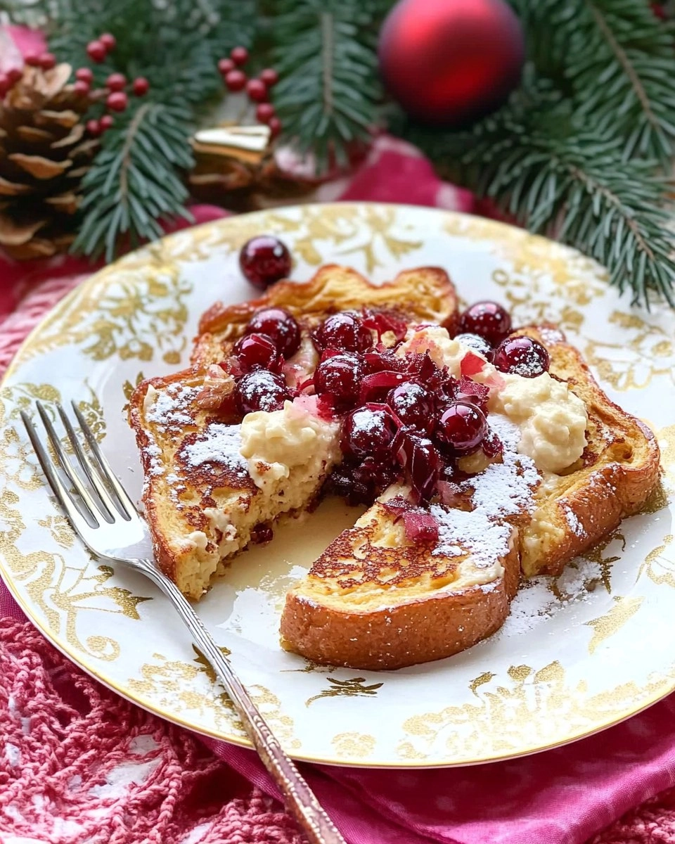 Eggnog French Toast with Cranberry Syrup