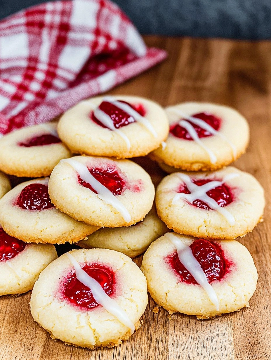 Raspberry Shortbread Thumbprint Cookies