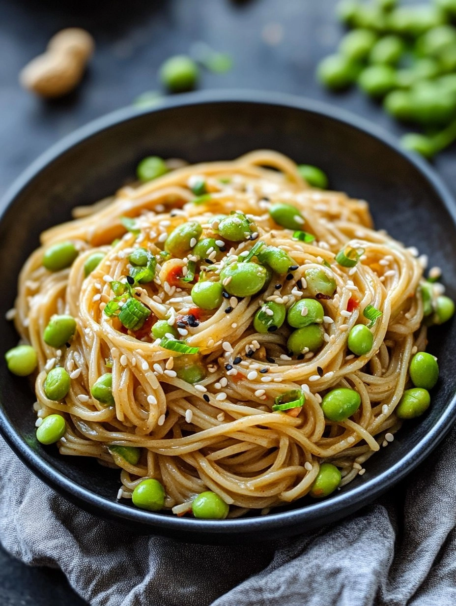 Spicy Edamame Peanut Noodles