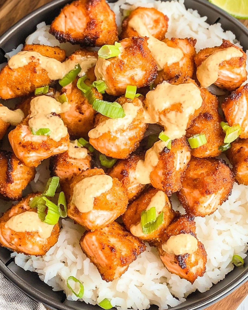Air Fryer Bang Bang Salmon Bites