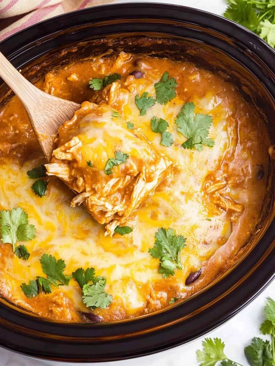 Crock Pot Chicken Enchilada Casserole