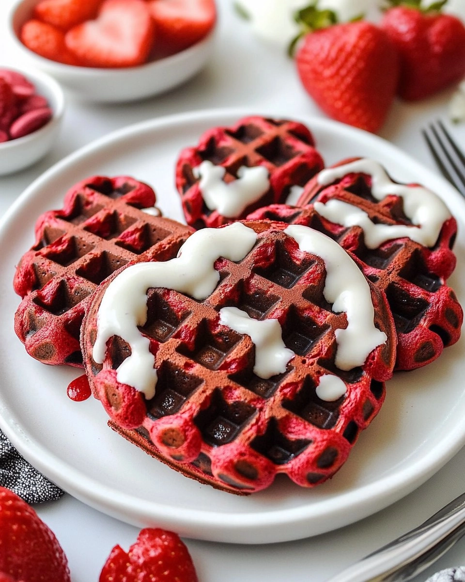Easy Heart Shaped Red Velvet Valentine Waffles