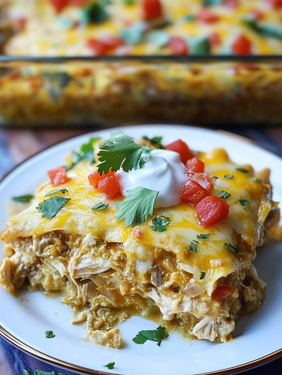 Green Chile Chicken Enchilada Casserole