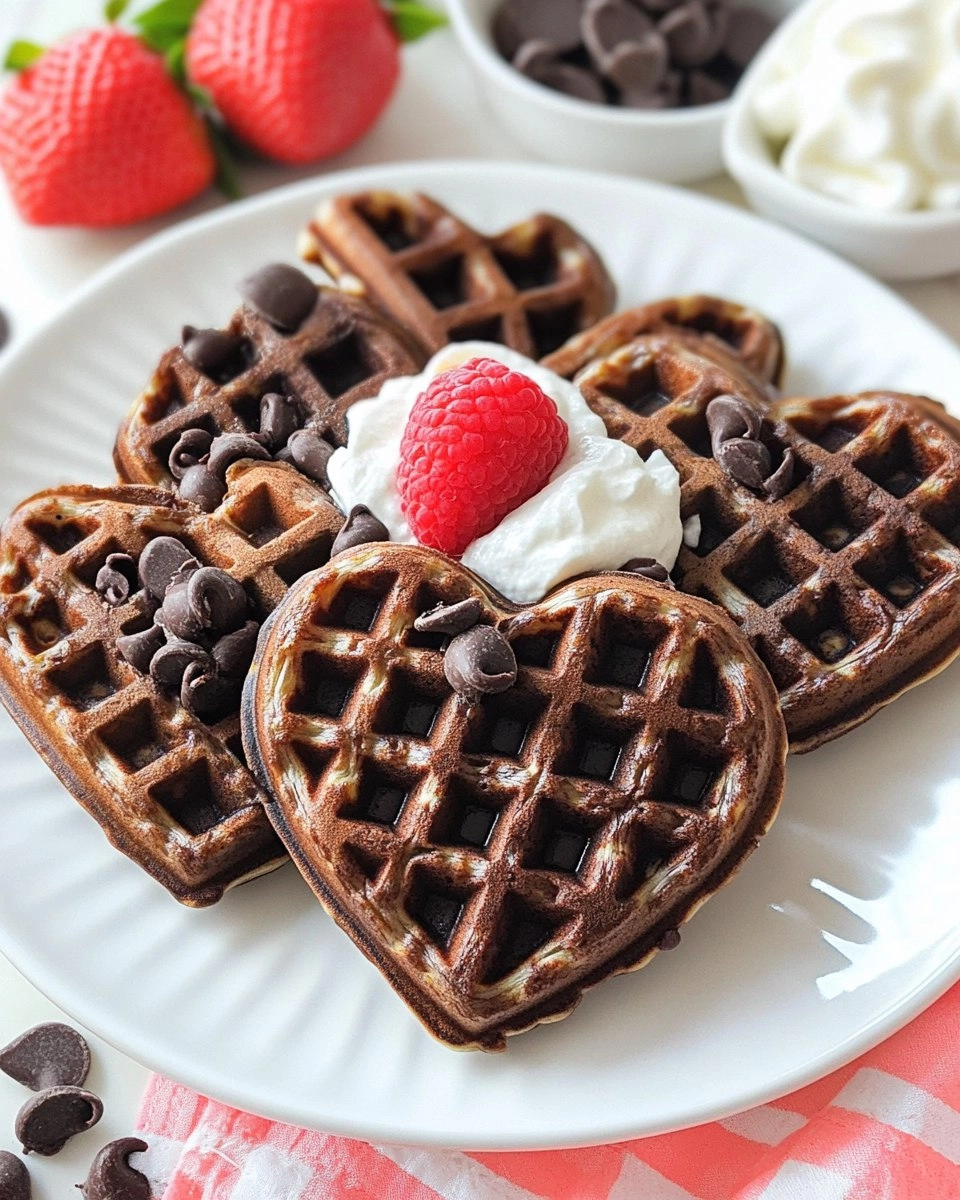 Heart Shaped Chocolate Valentine Waffles