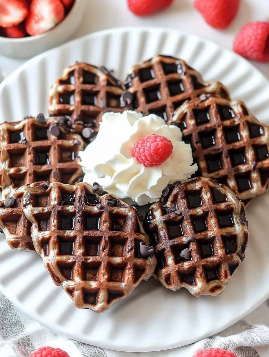 Heart Shaped Chocolate Valentine Waffles