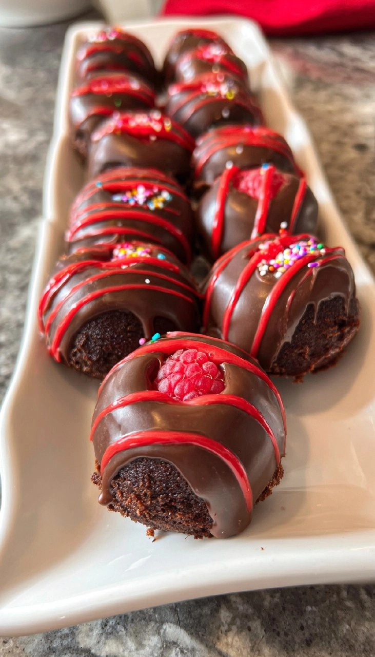 Raspberry Brownie Bombs