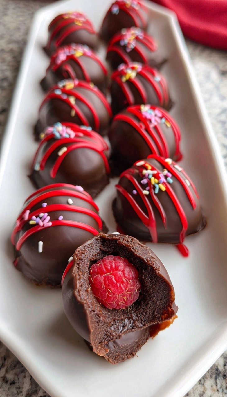 Raspberry Brownie Bombs