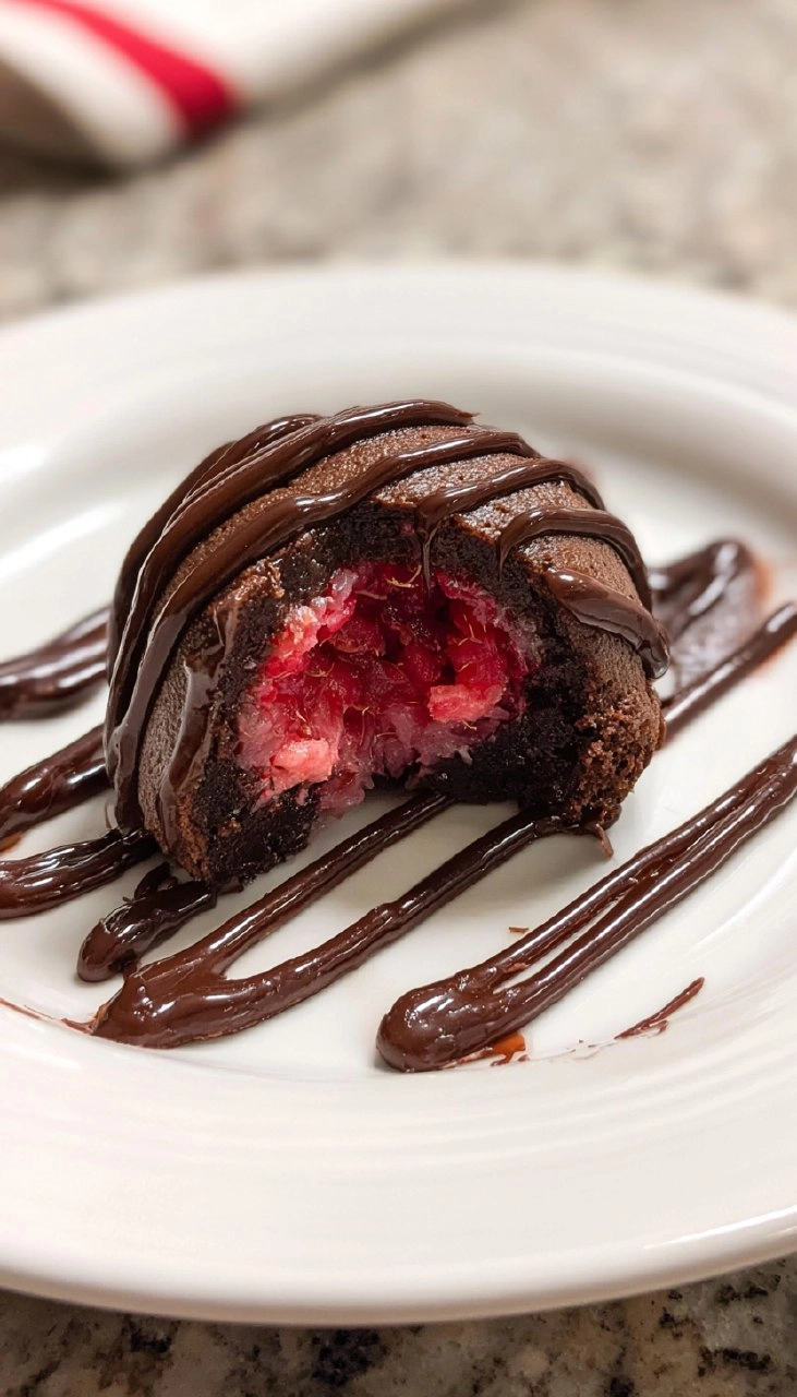 Raspberry Brownie Bombs