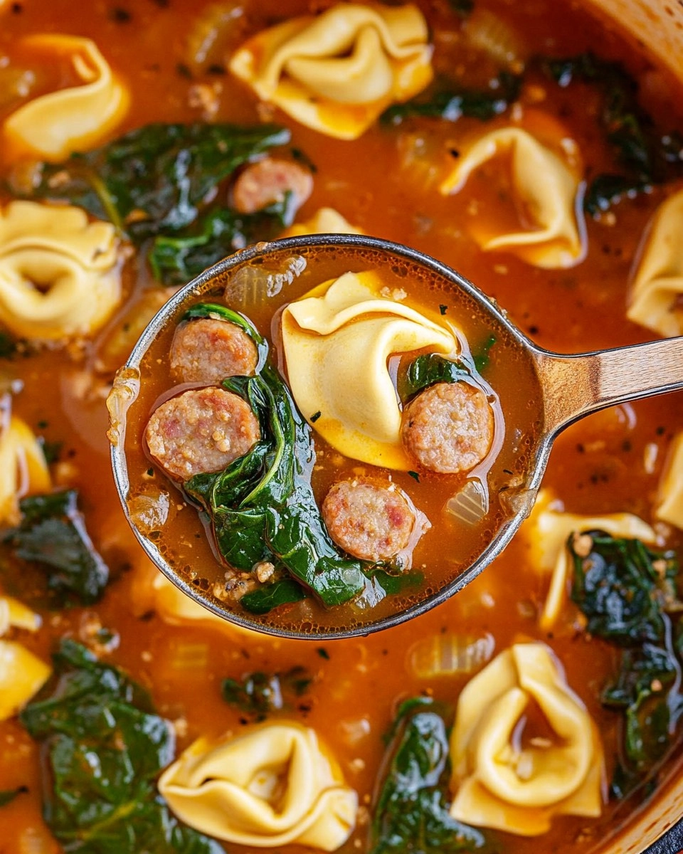 Sausage Spinach Tortellini Soup