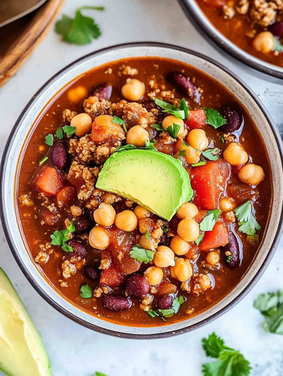 Slow Cooker Turkey Chickpea Chili