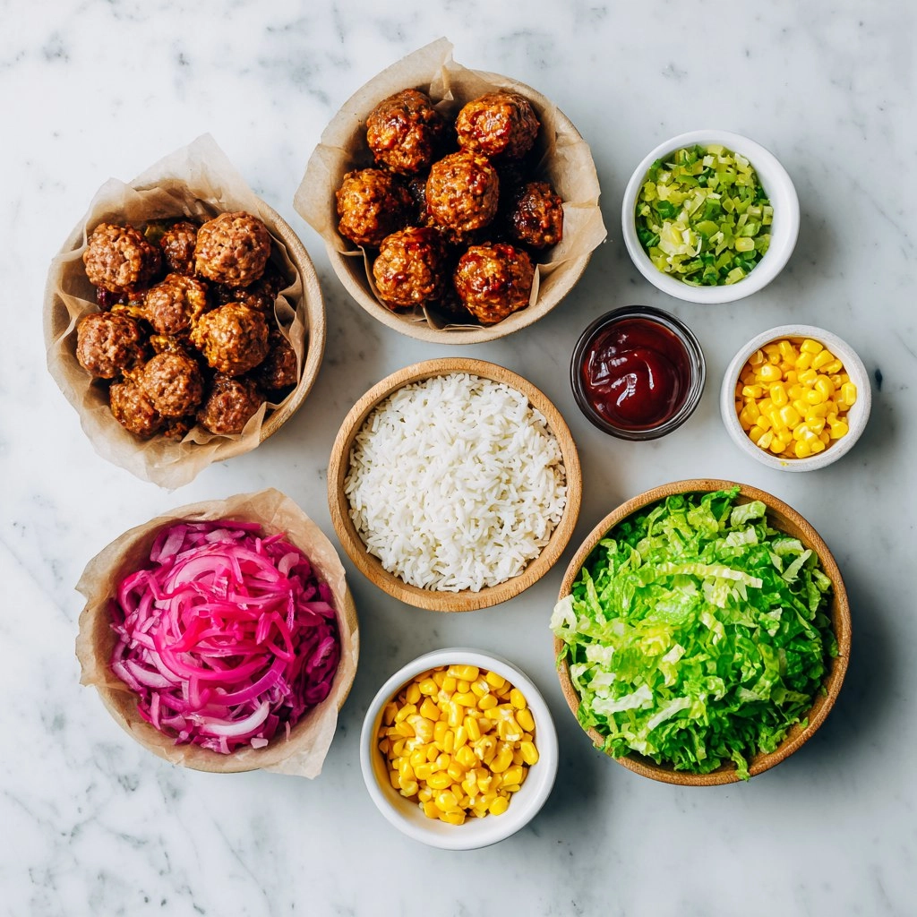 BBQ Meatball Rice Bowls