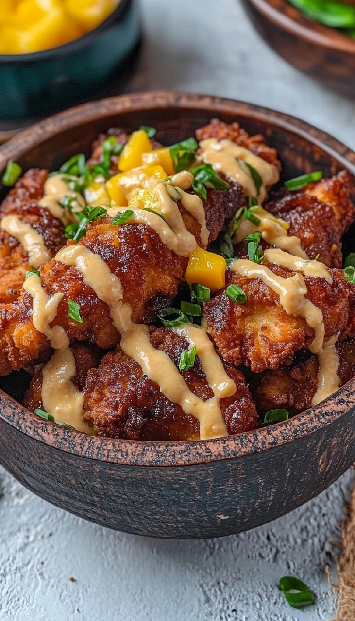 Crispy Hawaiian Mochiko Chicken with Mango Aioli