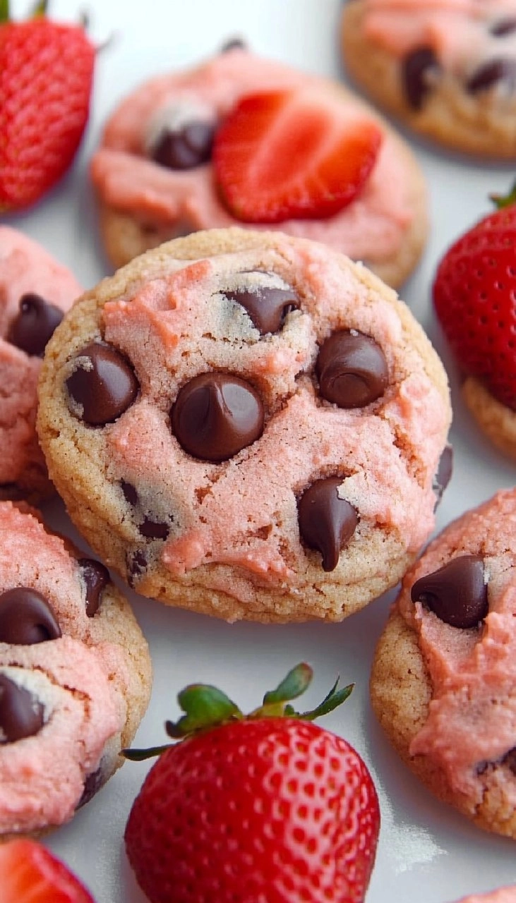 Easy Strawberry Chocolate Chip Cake Mix Cookies