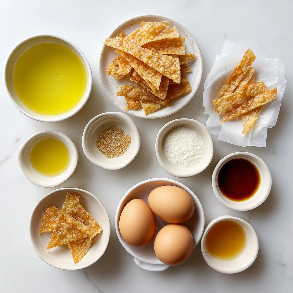 Egg Drop Soup with Crispy Fried Wonton Strips