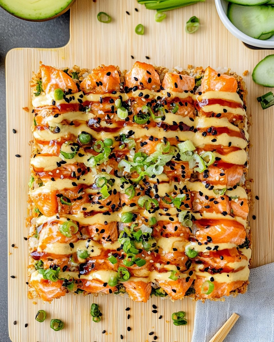 Salmon Sushi Bake with Spicy Edamame