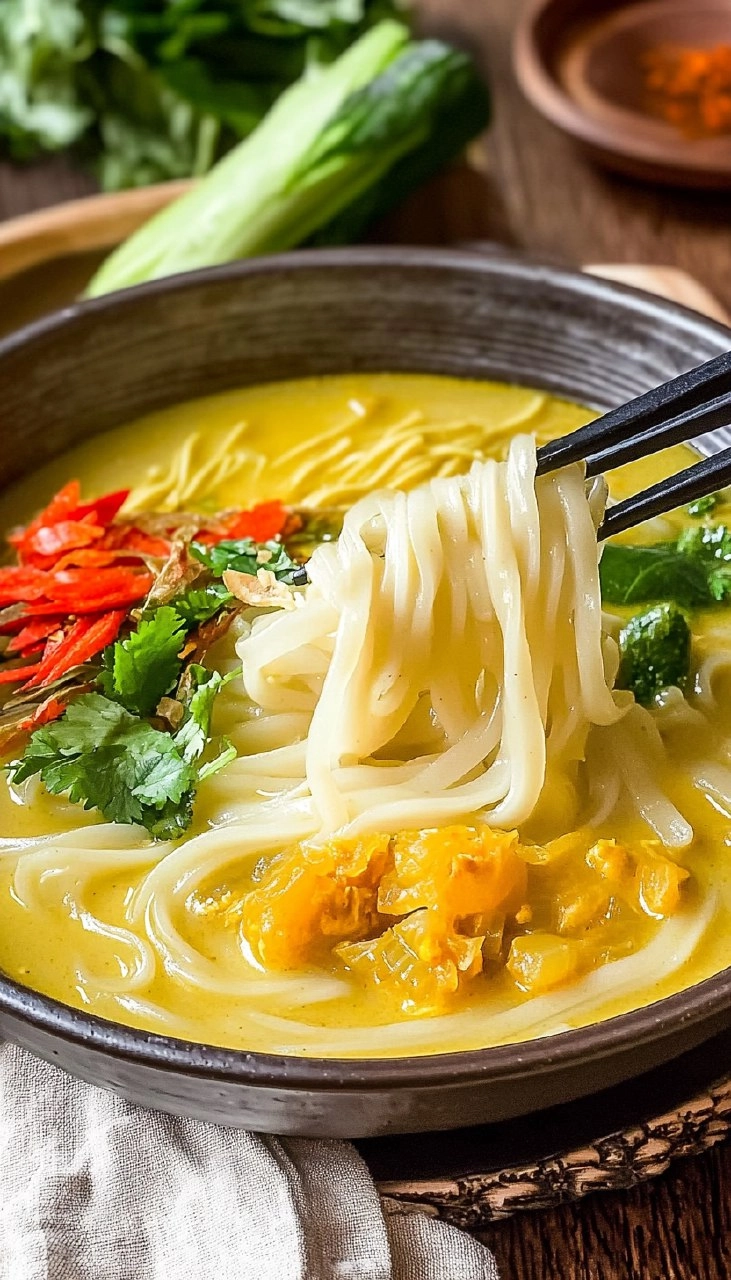 Thai Yellow Curry Noodle Soup with Chicken