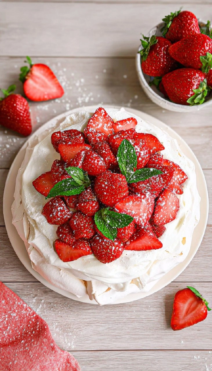 Light & Crispy Strawberry Pavlova