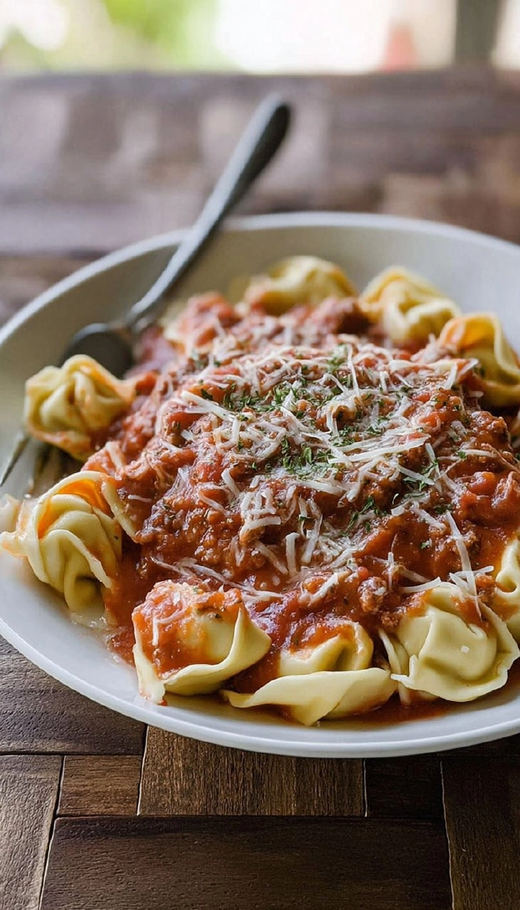 Cheese Tortellini With Meat Sauce
