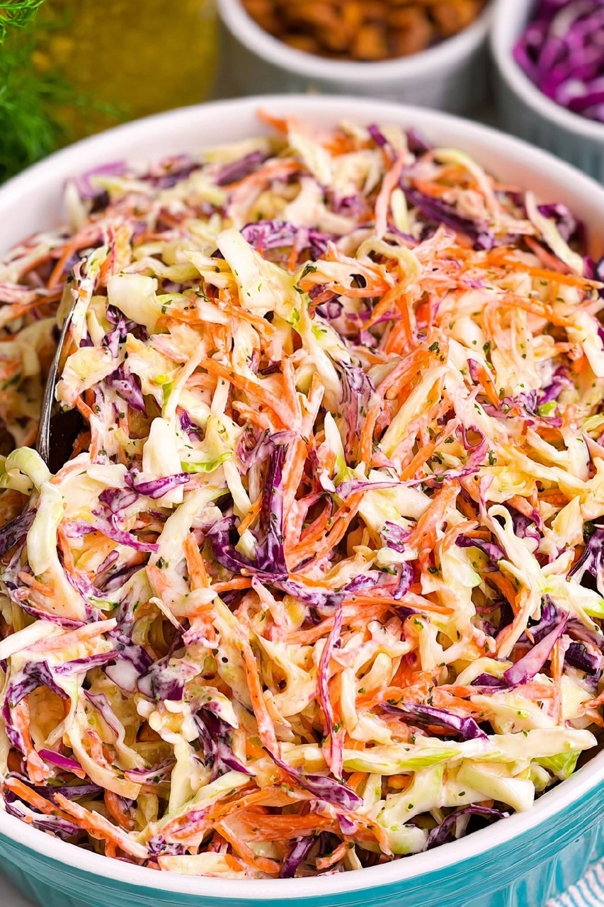 Coleslaw with purple cabbage and carrots